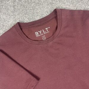 BYLT Lux Shirt Small Burgandy Short Sleeve Performance Premium Basics Men's